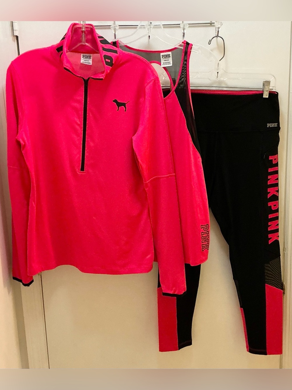 PINK by Victoria's Secret Neon Pink Active Set - Jacket, Top & Leggings